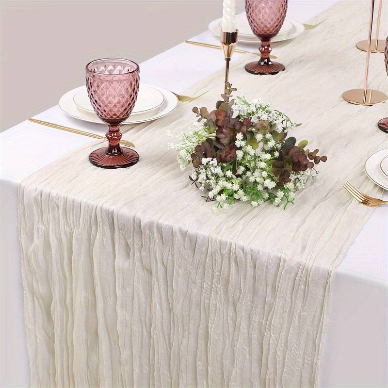 Table Runner in Ivory White | Cheesecloth Boho Style
