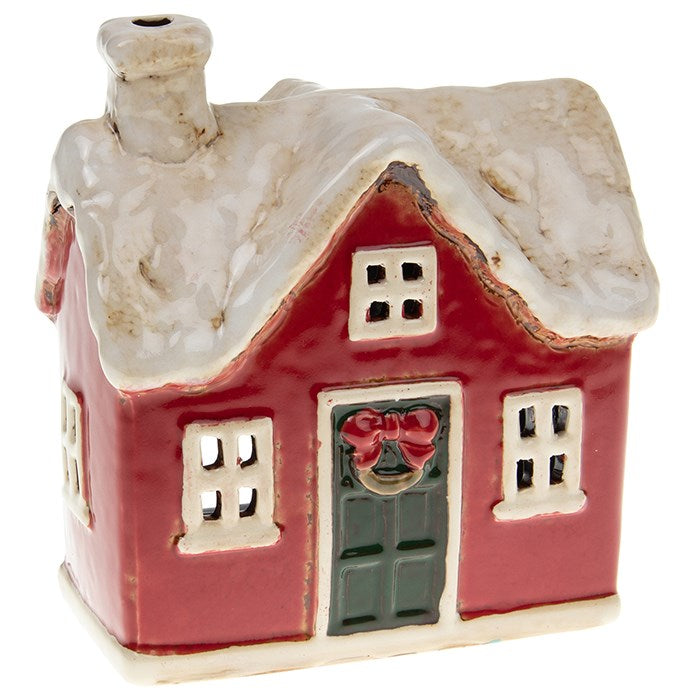 Christmas Red Traditional House | Village Pottery Tealight Holder