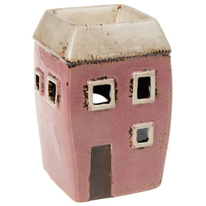 Casa quadrata beige | Bruciatore per cera Tealight in ceramica del villaggio