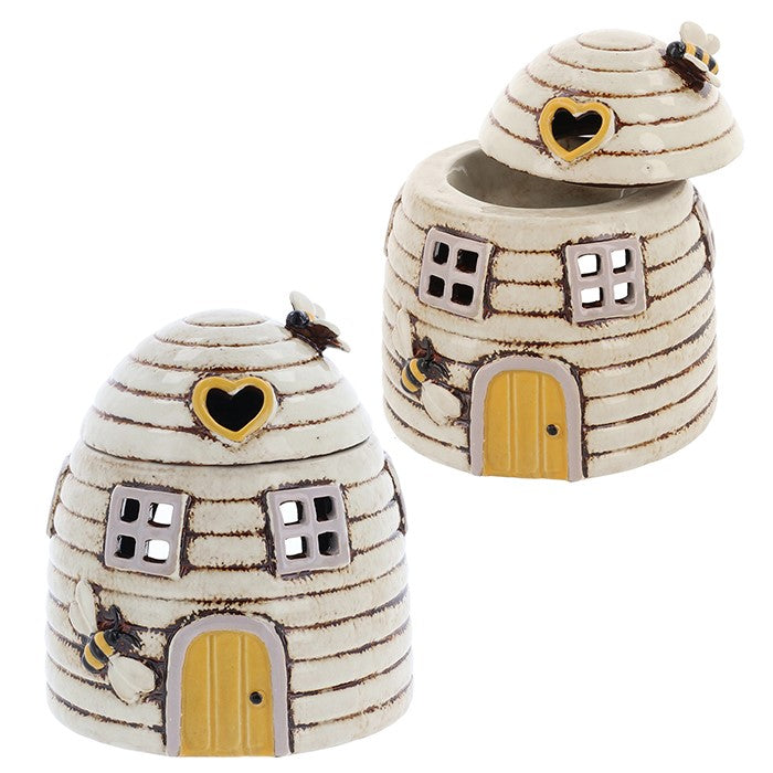 Alveare a cupola beige | Bruciatore per cera Tealight in ceramica del villaggio