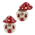 Fungo rosso e beige | Bruciatore per cera Tealight in ceramica del villaggio