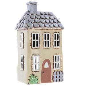 Casetta da giardino beige | Portacandele in ceramica del villaggio