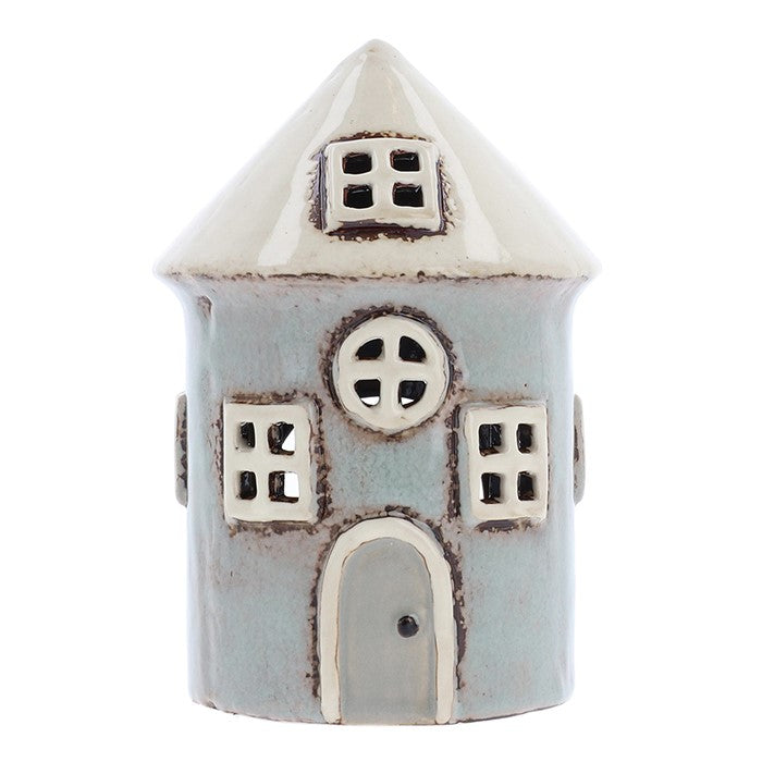 Casa a cono grigio | Portacandele in ceramica del villaggio