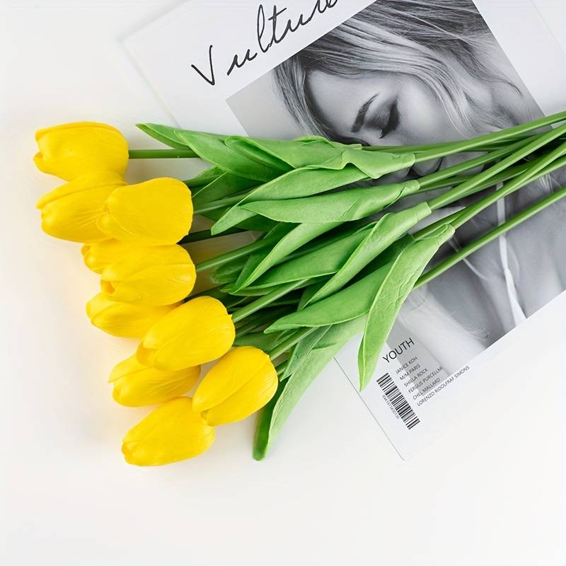 Artificial Yellow Tulip Flower Stems