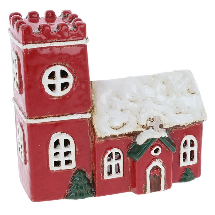 Christmas Red Church Norman | Village Pottery Tealight Holder