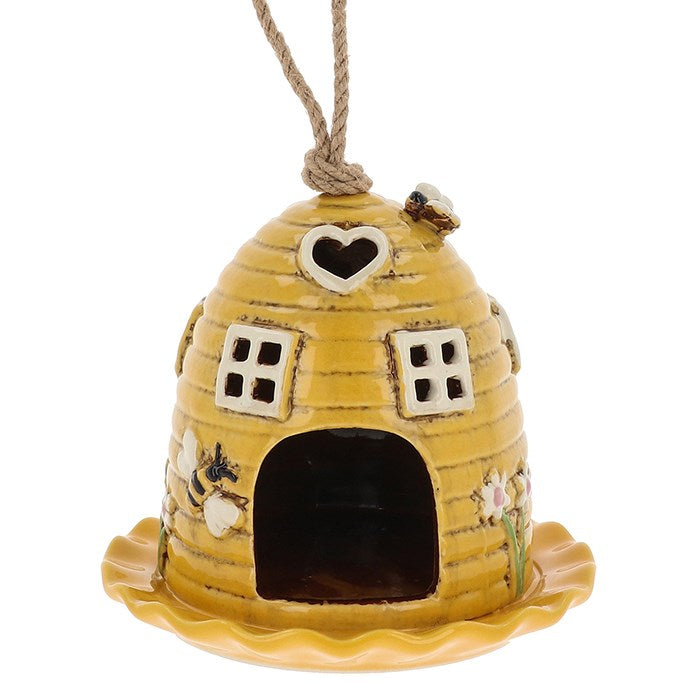 Yellow Beehive | Village Pottery Hanging Bird Feeder