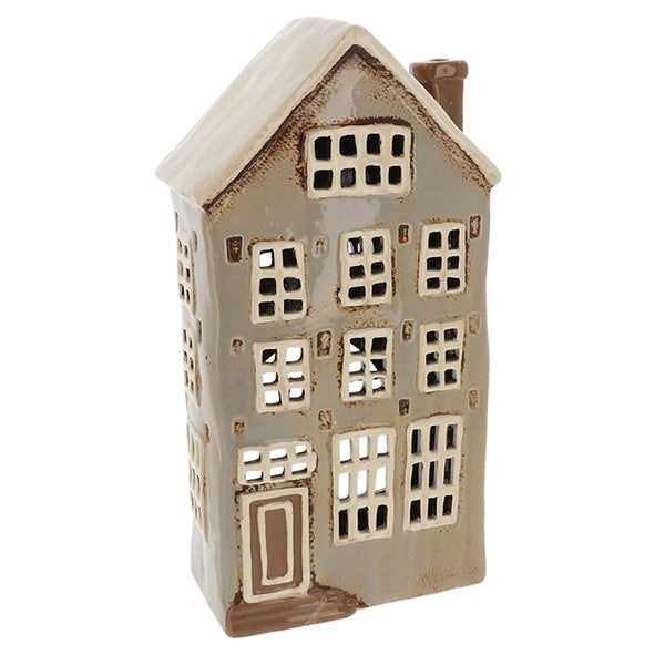 Grey Tall Townhouse | Village Pottery Tealight Holder