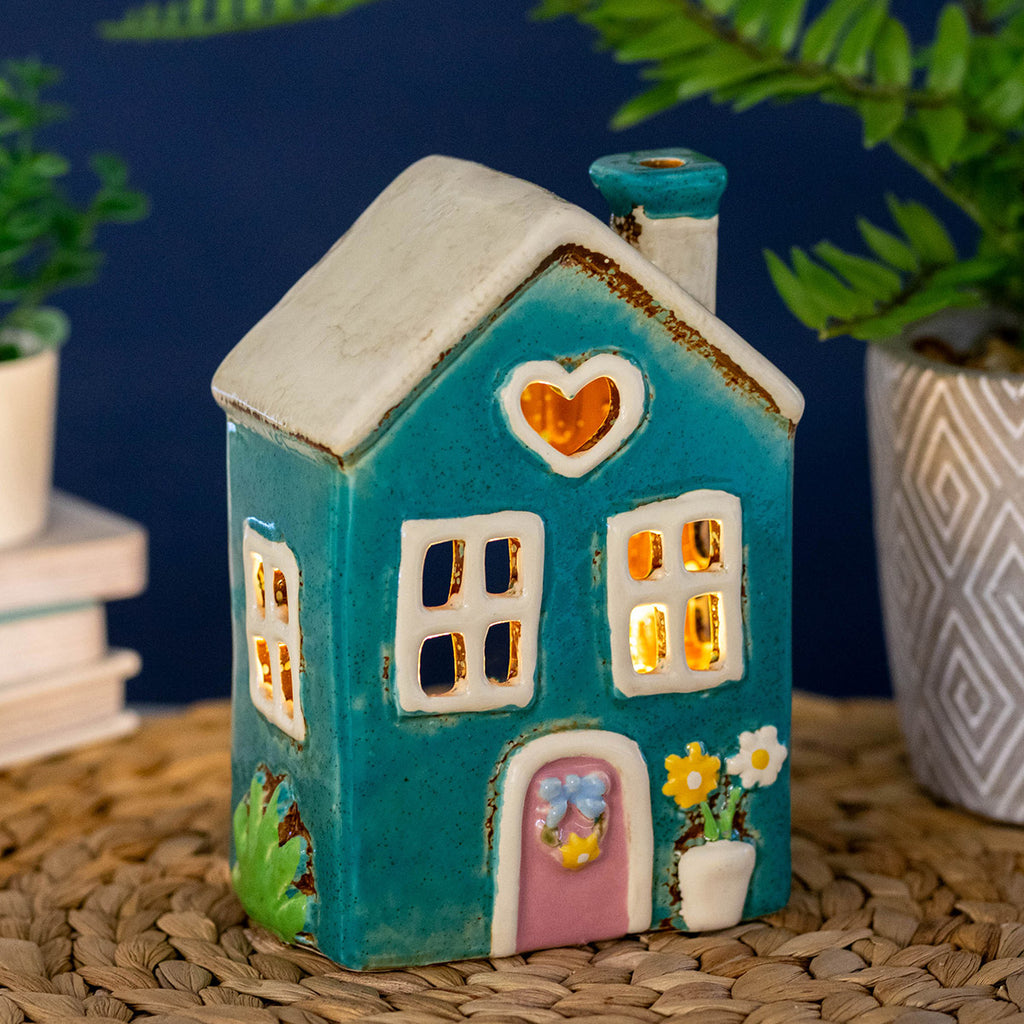 Turquoise Garden House  | Village Pottery Tealight Holder