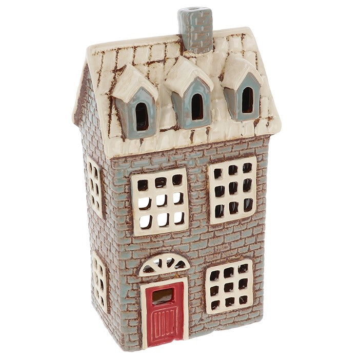 Dark Grey Three Dormer House | Village Pottery Tealight Holder