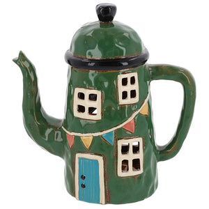 Green Large Teapot House | Village Pottery Tealight Holder
