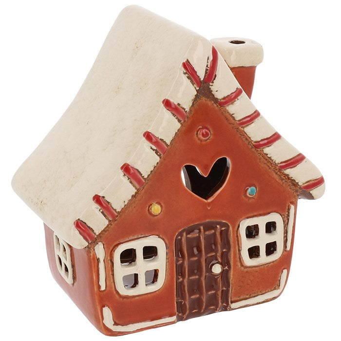 Gingerbread Candy Cane Roof House | Village Pottery Tealight Holder