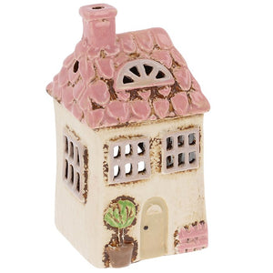 Beige & Pink Roof Garden House | Village Pottery Tealight Holder