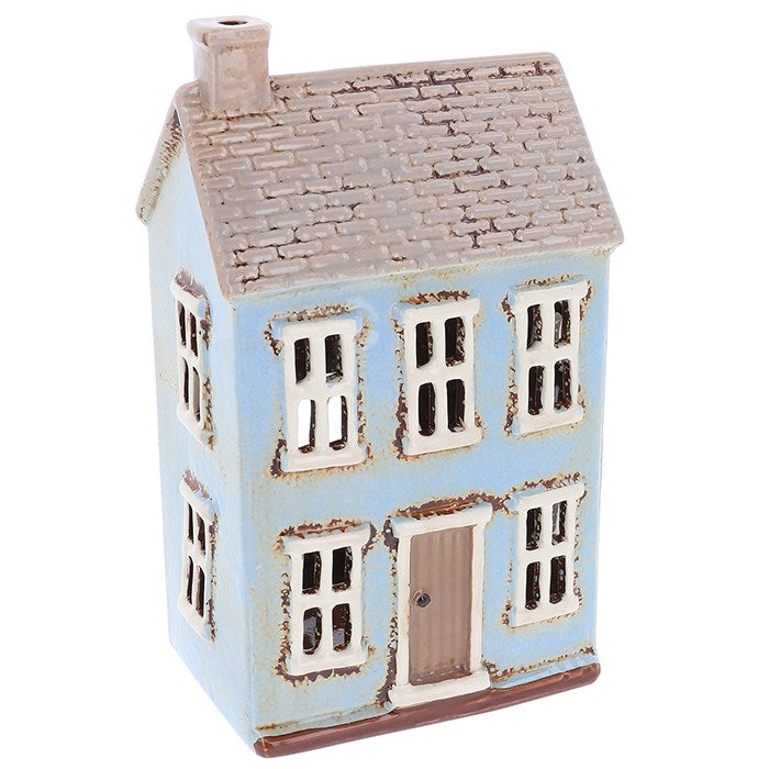 Powder Blue Tiled Tall House | Village Pottery Tealight Holder