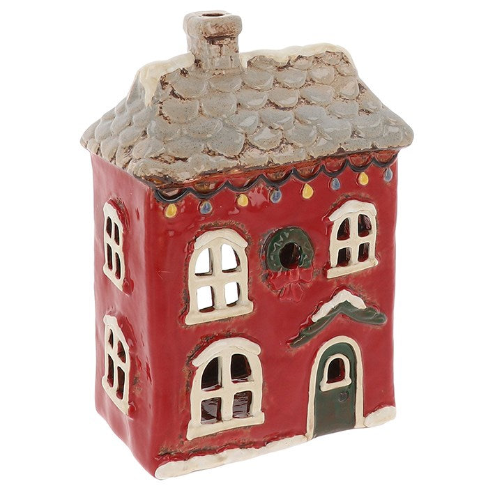 Christmas Red Large Garden House | Village Pottery Tealight Holder