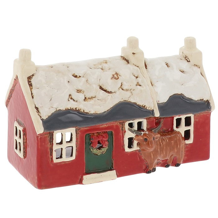 Roulotte Blu Polvere | Portacandele in ceramica del villaggio