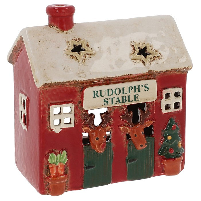 Roulotte Blu Polvere | Portacandele in ceramica del villaggio
