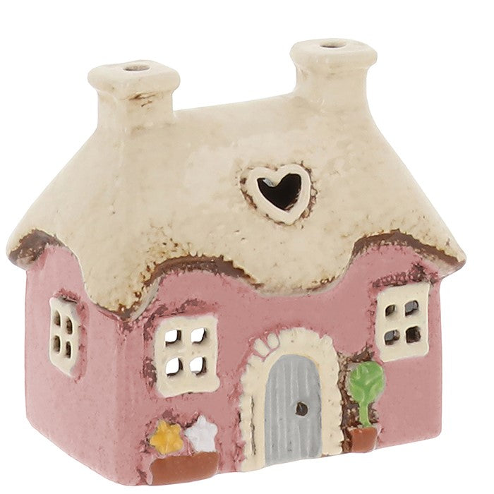Pink Mini Heart Cottage | Village Pottery Tealight Holder