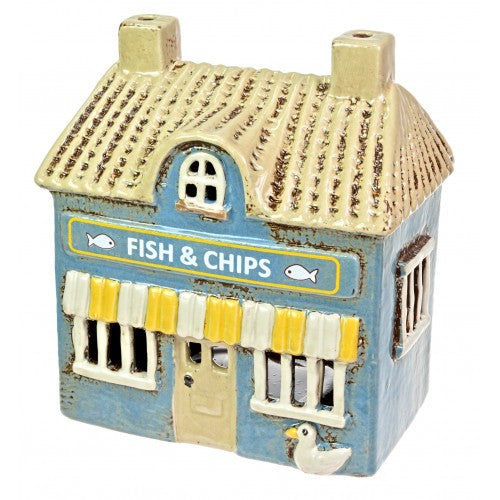 Blue Fish & Chip Shop | Village Pottery Tealight Holder