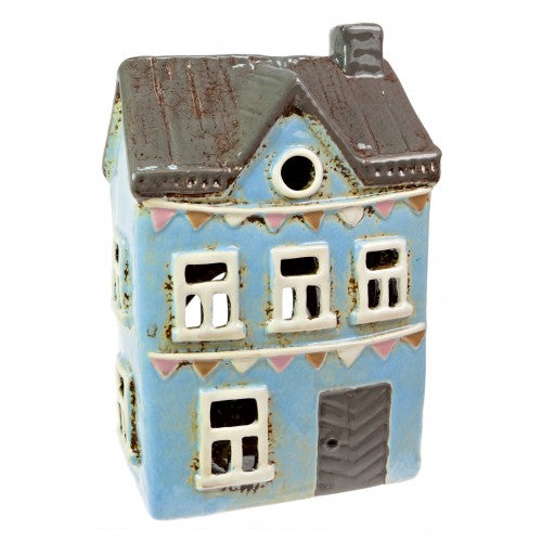 Casa tradizionale grigio scuro | Portacandele in ceramica del villaggio