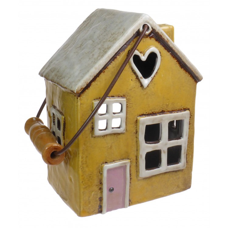 Yellow Heart House | Village Pottery Lantern Tealight Holder