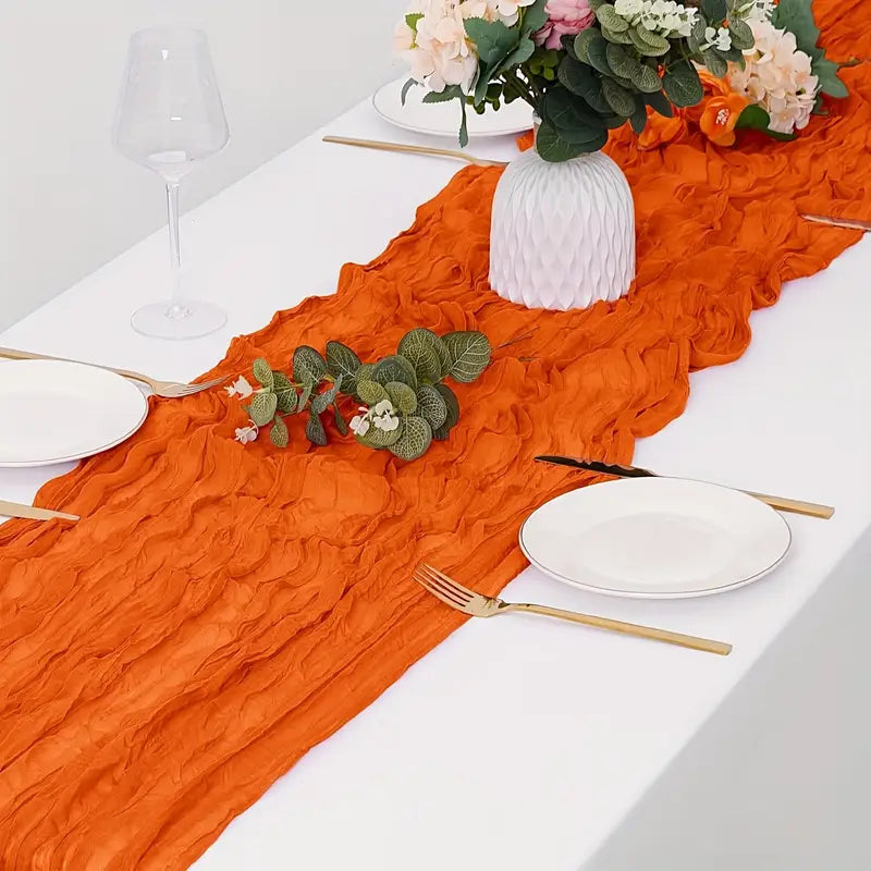 Table Runner in Orange | Cheesecloth Boho Style