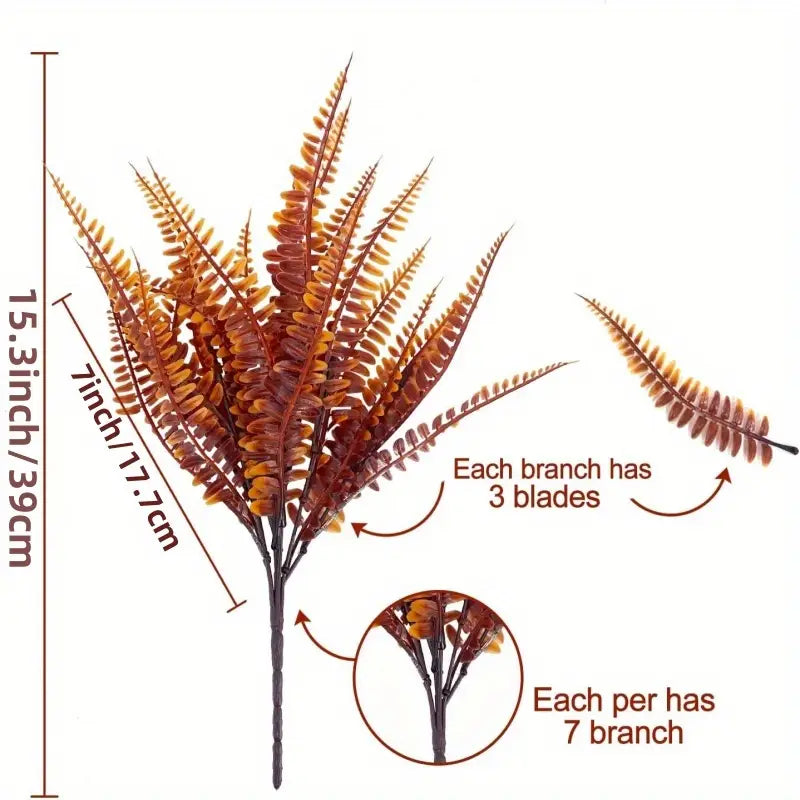 Artificial Autumn Fern Plant Foliage Stems