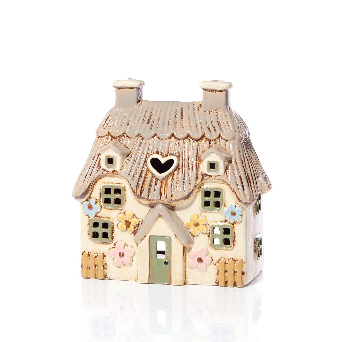 Beige Large Thatched Cottage | Village Pottery Tealight Holder