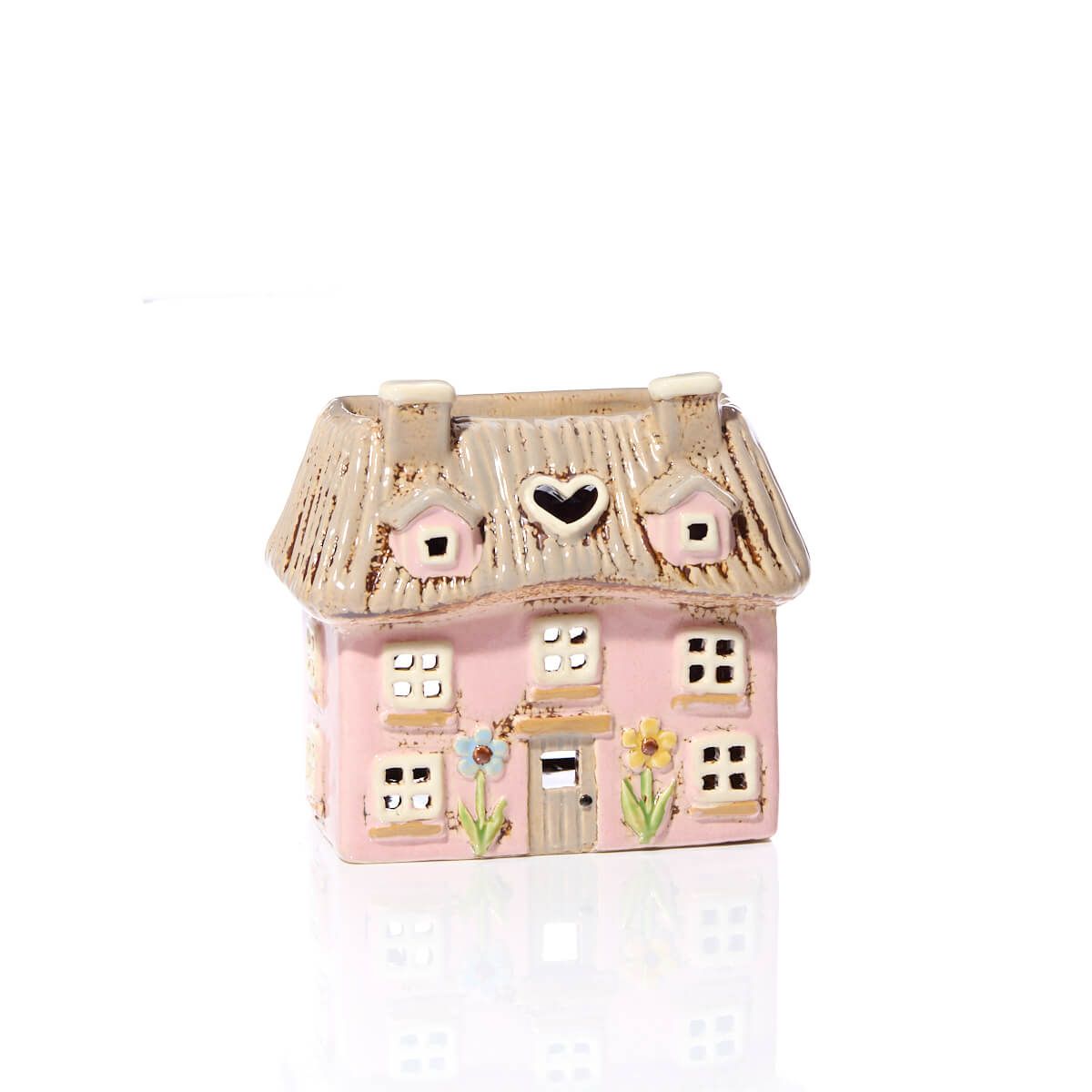Pink Thatched Cottage | Village Pottery Tealight Wax Burner