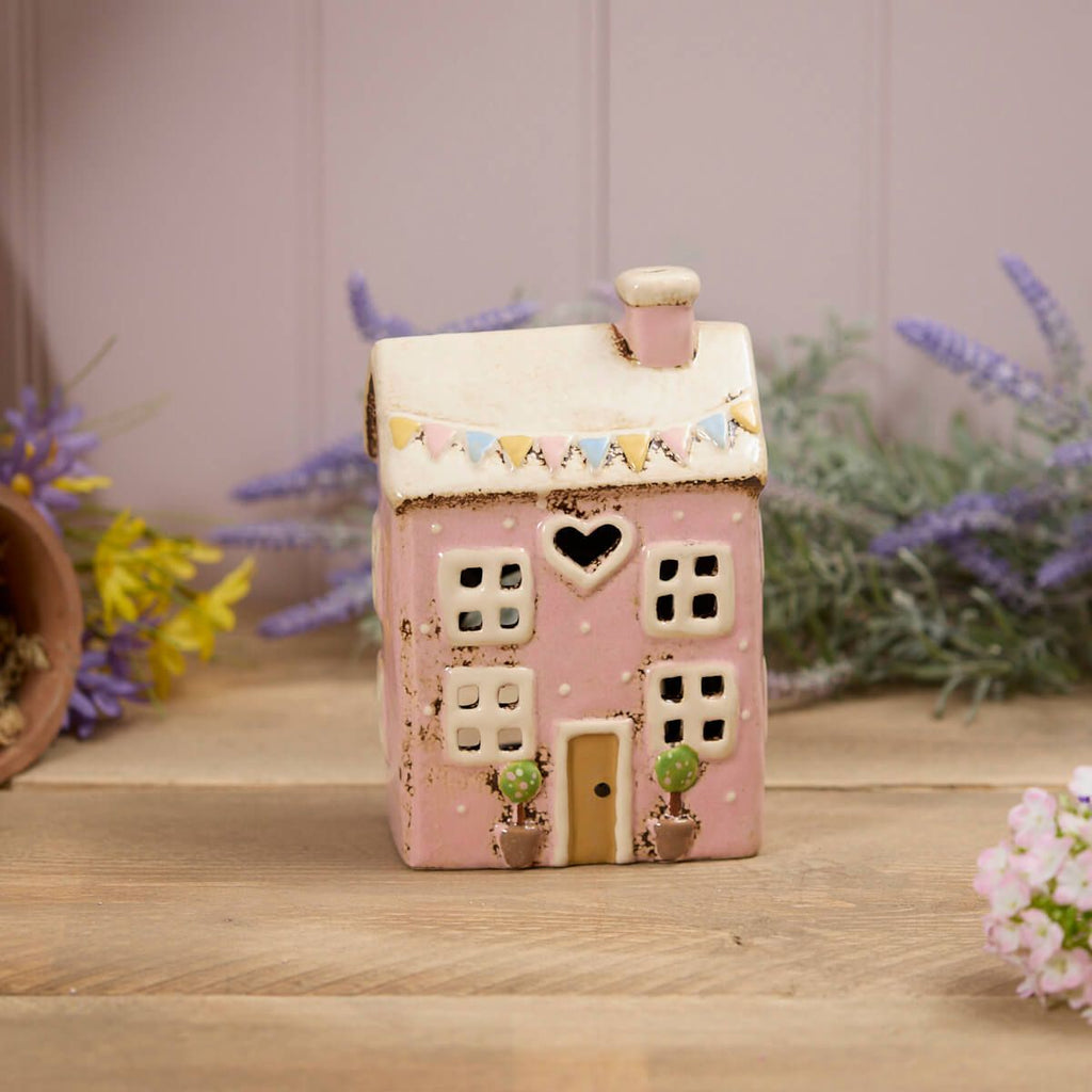 Pink Bunting & Polka House | Village Pottery Tealight Holder