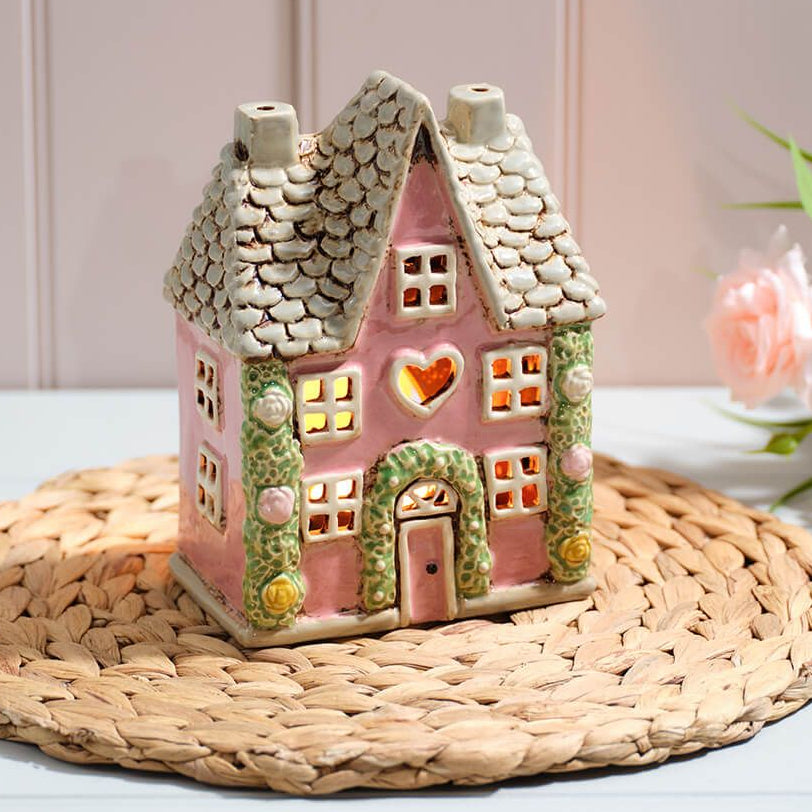 Pink Cottage Garden House | Village Pottery Tealight Holder