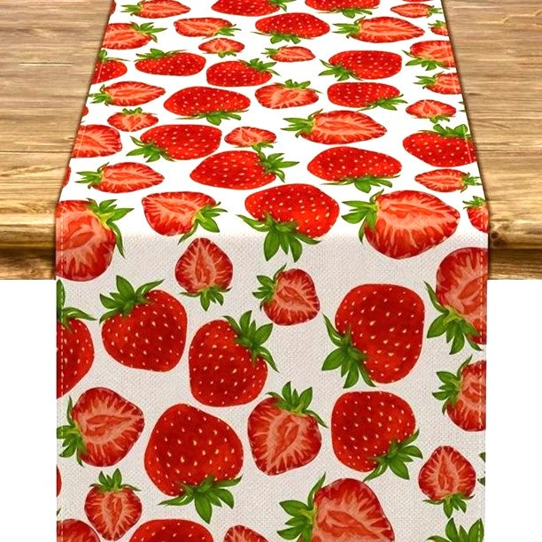 Strawberry Watercolour | Linen Table Runner