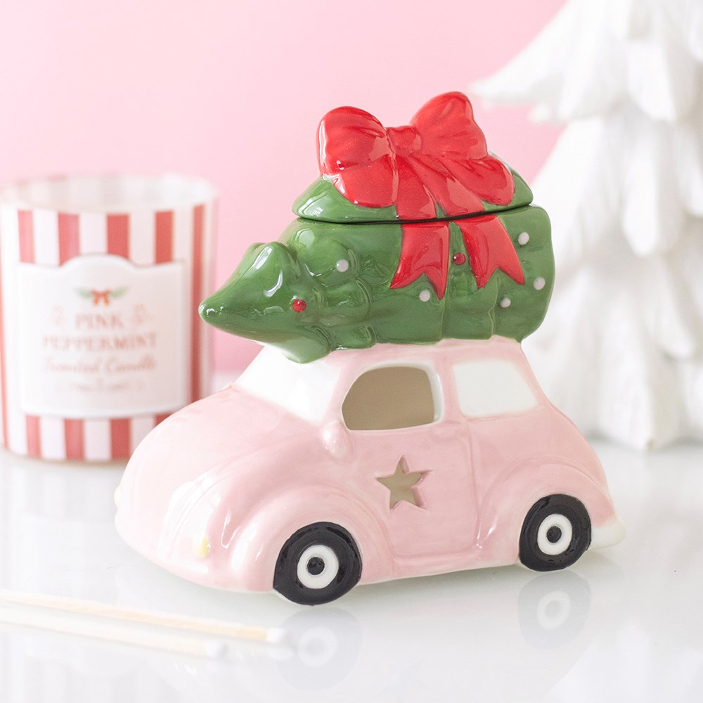 Car with Christmas Tree Pink | Tealight Wax Burner