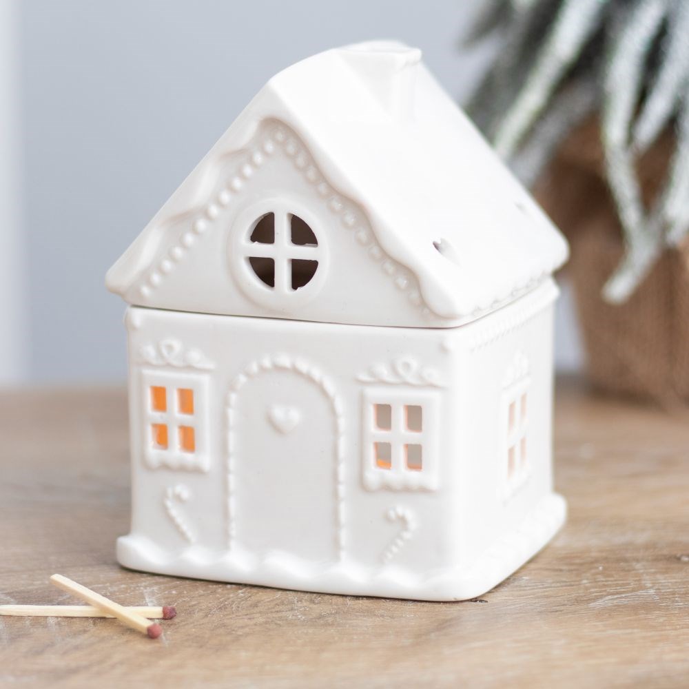 Gingerbread House White | Tealight Wax Burner