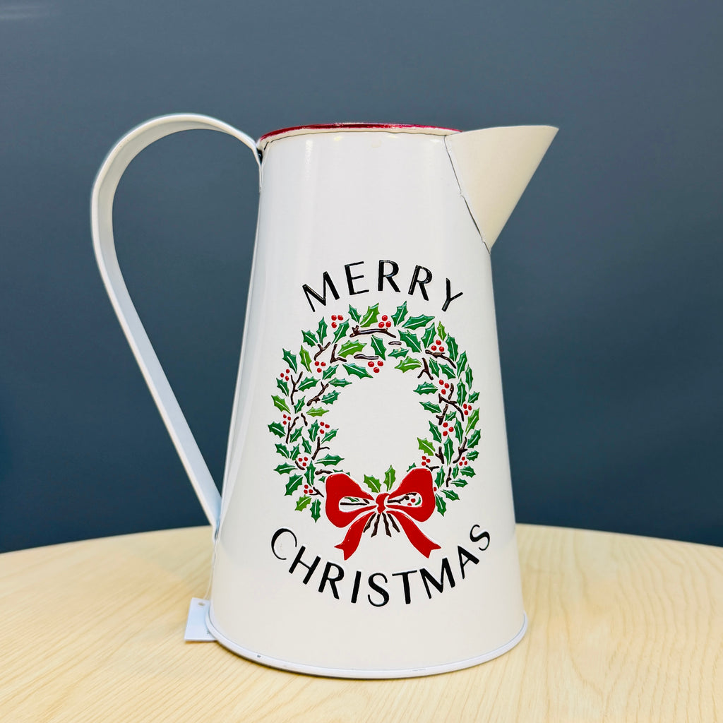 Metal Jug Vase - Merry Christmas