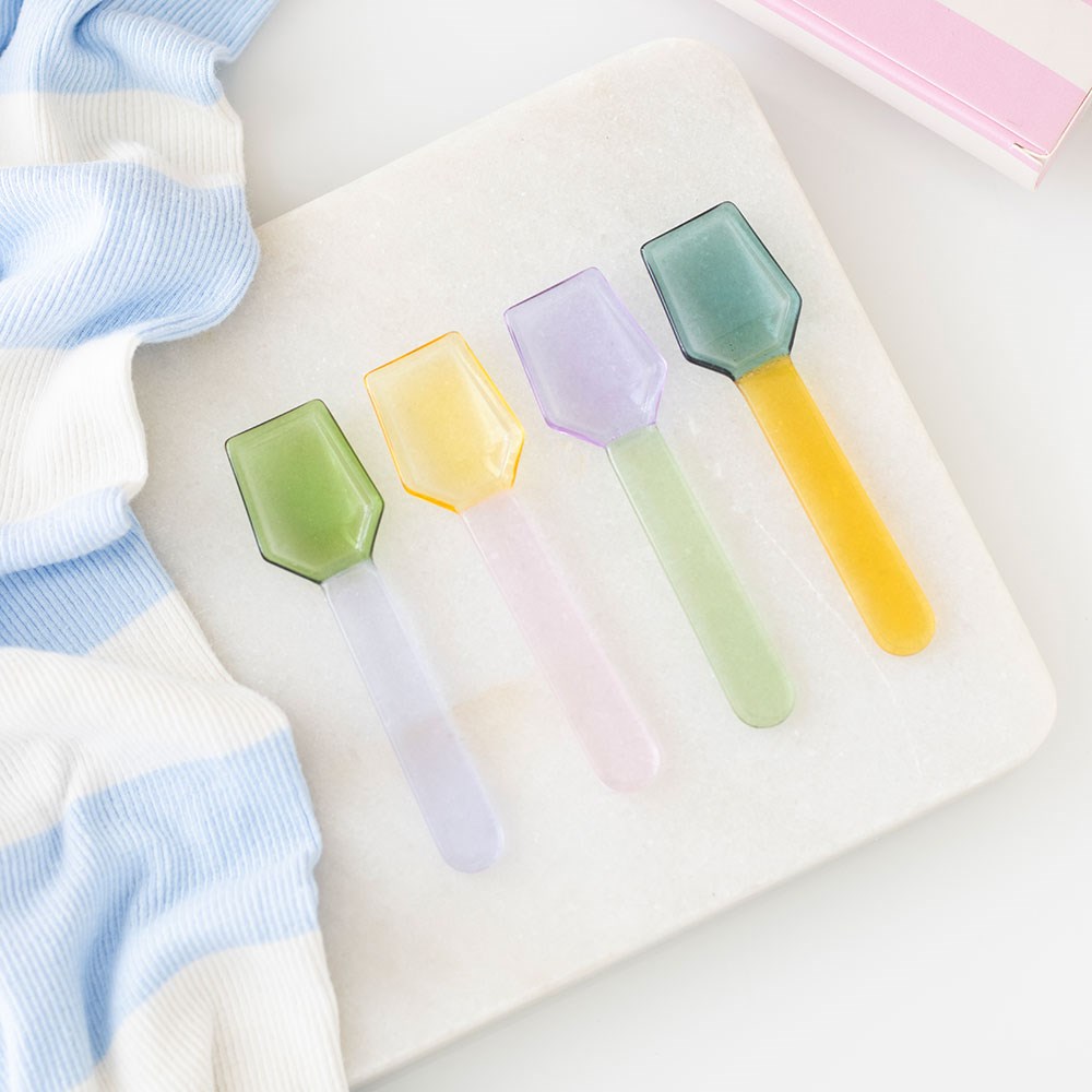 Set of 4 Pastel Glass Ice Cream Spoons