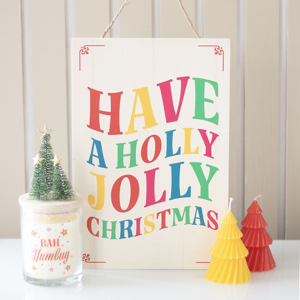 Nostalgic Holly Jolly Christmas Hanging Sign