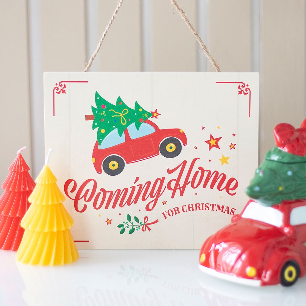 Nostalgic Coming Home For Christmas Hanging Sign