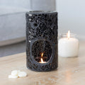Black Crackle Pillar | Tealight Wax Burner