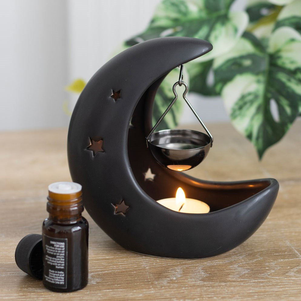 Crescent Moon Black | Tealight Wax Burner