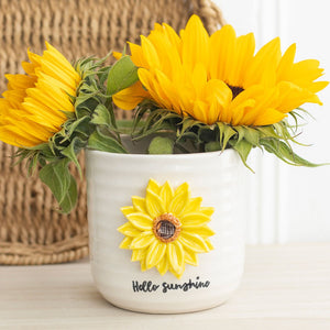 Sunflower 'Hello Sunshine' Ceramic Plant Pot