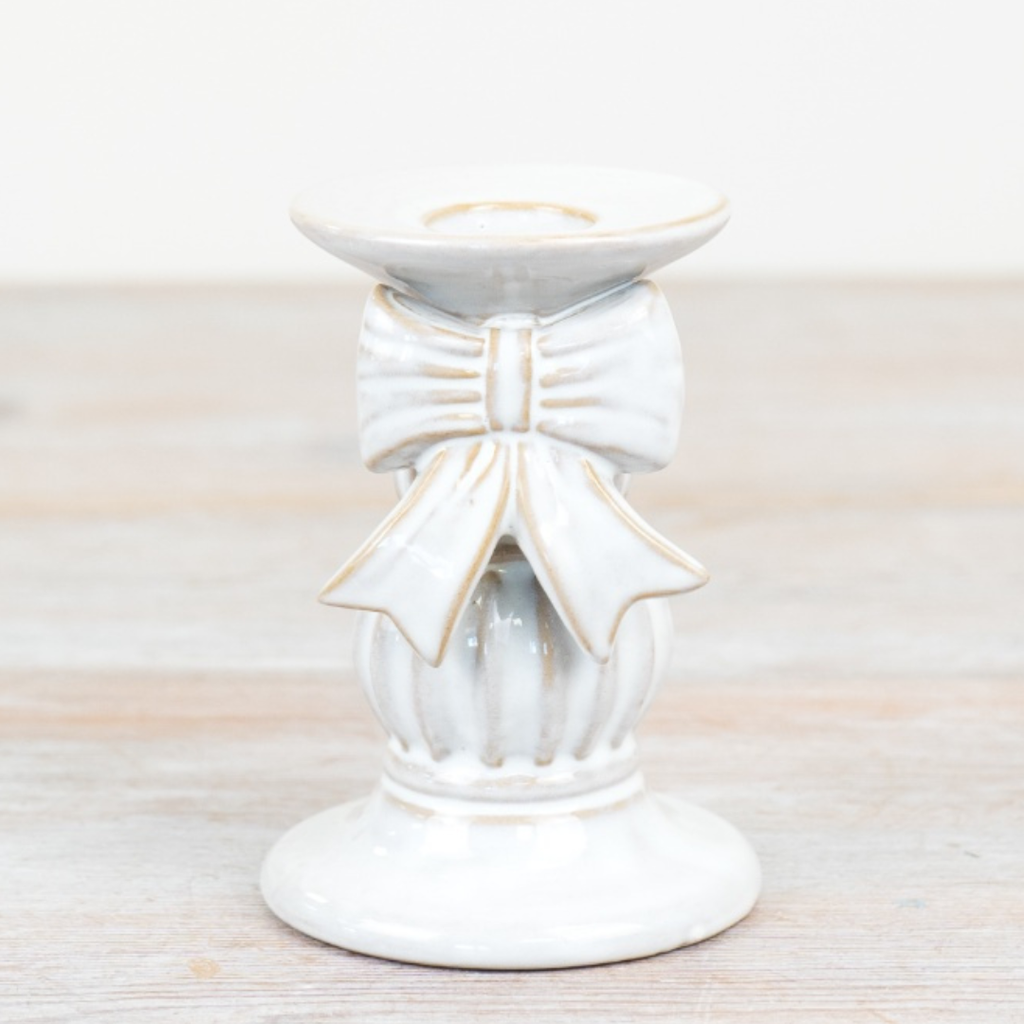 Bow Rustic Ceramic Candle Holder