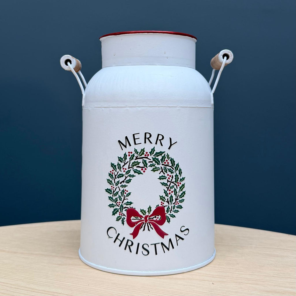 Christmas Wreath Metal Urn Vase