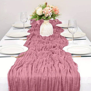 Runner da tavolo in rosa cipria | Stile Boho di garza