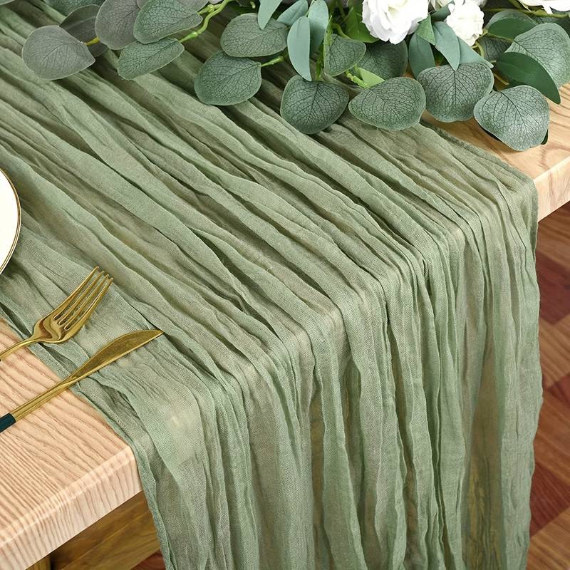 Table Runner in Sage | Cheesecloth Boho Style