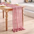 Runner da tavolo in rosa cipria | Stile Boho di garza