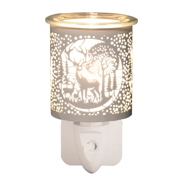 Silhouette Deer Family White | Mini Plug In Burner
