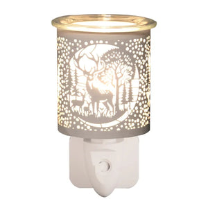Silhouette Deer Family White | Mini Plug In Burner