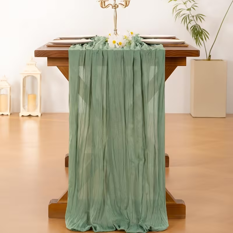 Runner da tavola in salvia | Stile Boho di garza