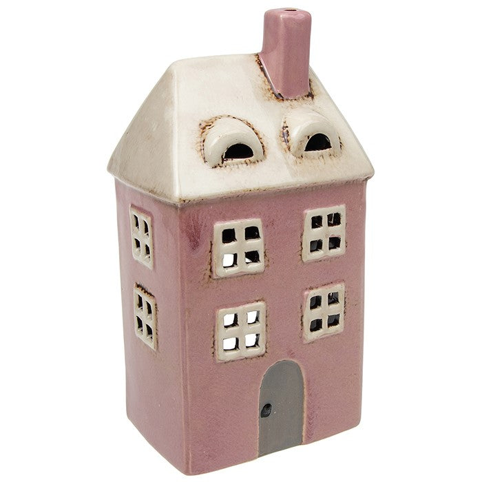 Casa alta rosa | Portacandele in ceramica del villaggio