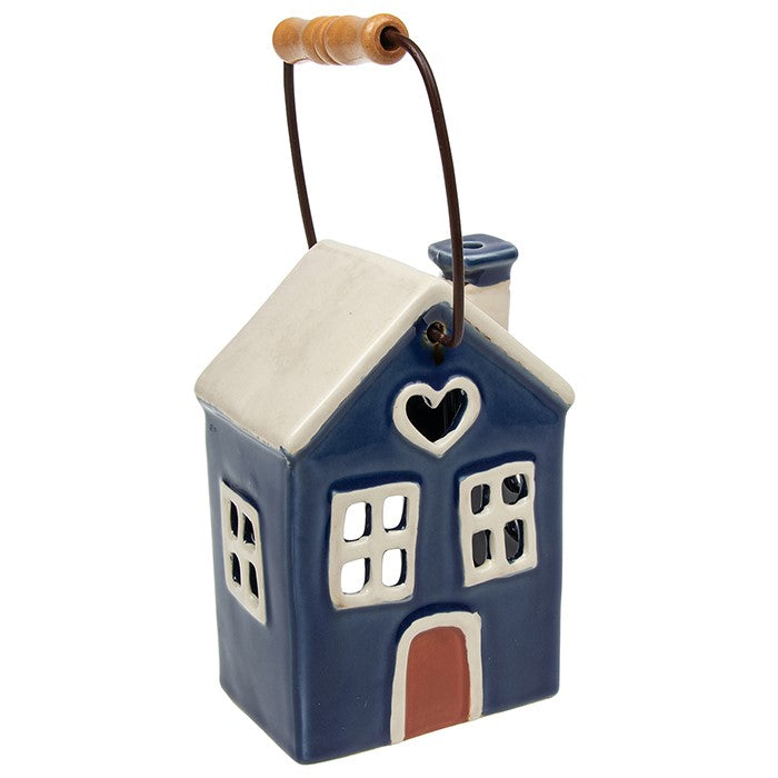 Navy Blue House | Village Pottery Lantern Tealight Holder